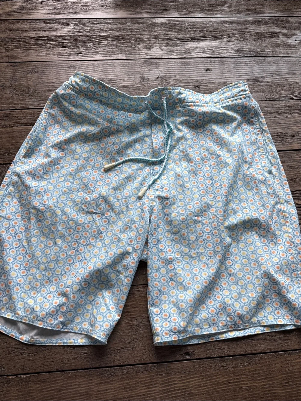 johnnie-O Light Blue Floral Swim Board Shorts